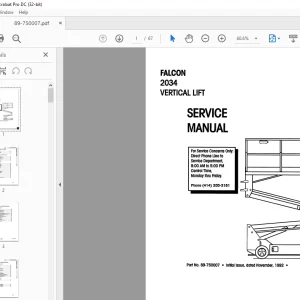 Simon FALCON 2034 Vertical Lift Workshop Manual PDF