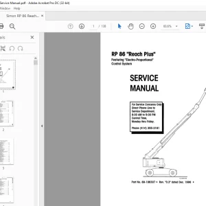 Simon RP 86 Reach Plus Service Manual  - PDF DOWNLOAD