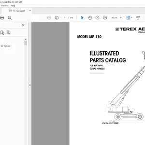 TEREX AERIALS MP110 PARTS MANUAL 89-113005 - PDF DOWNLOAD