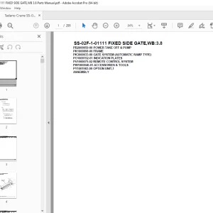 Tadano Crane SS-02F-1-01111 FIXED SIDE GATE,WB 3.8 Parts Manual PDF