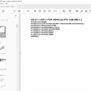 Tadano Crane SS-27-1-00011 FOR VEHICLE,STD CAB,WB:3.3 Parts Manual PDF
