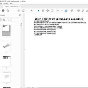 Tadano Crane SS-27-1-00012 FOR VEHICLE,STD CAB,WB:3.3 Parts Manual PDF
