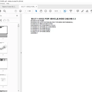 Tadano Crane SS-27-1-00022 FOR VEHICLE,WIDE CABWB:3.3Parts Manual PDF