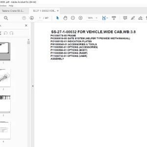 Tadano Crane SS-27-1-00032 FOR VEHICLE,WIDE CAB,WB3.8 Parts Manual PDF