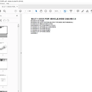 Tadano Crane SS-27-1-00035 FOR VEHICLE,WIDE CAB,WB3.8 Parts Manual PDF