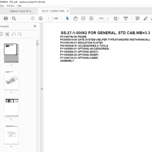 Tadano Crane SS-27-1-00061 FOR GENERAL STD CAB,WB3 3 Parts Manual PDF