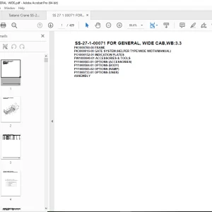 Tadano Crane SS-27-1-00071 FOR GENERAL, WIDE CAB,WB3.3 Parts Manual PDF