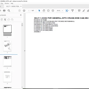 Tadano Crane SS-27-1-00092 FOR GENERAL,WITH CRANE,WIDE CAB,WB:3.8 Parts Manual PDF