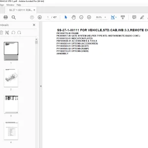 Tadano Crane SS-27-1-00111 FOR VEHICLE,STD.CAB,WB3.3,REMOTE CONT.Parts Manual PDF