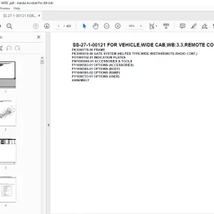 Tadano Crane SS-27-1-00121 FOR VEHICLE,WIDE CAB,WB3.3,REMOTE CONT Parts Manual PDF