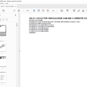 Tadano Crane SS-27-1-00122 FOR VEHICLE,WIDE CAB,WB:3.3,REMOTE CONT Parts Manual PDF