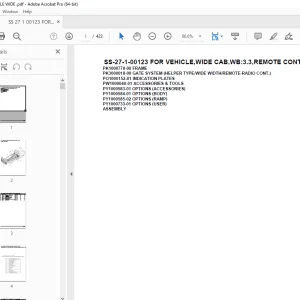Tadano Crane SS-27-1-00123 FOR VEHICLE,WIDE CAB,WB3.3,REMOTE CONT Parts Manual PDF