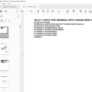 Tadano Crane SS-27-1-00141 VEHICLE WITH CRANE WIDE CAB WB3.8 REMO Parts Manual PDF
