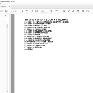 Tadano Crane TM-3500-1-90101 4 BOOM + 2 JIB,1M1D Parts Manual PDF