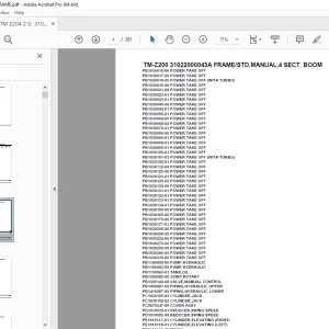 Tadano Crane TM-Z200 31022000043A FRAME/STD,MANUAL,4 SECT. BOOM Parts Manual PDF