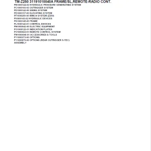 Tadano TM-Z250 31191010040A FRAME/SL,REMOTE-RADIO CONT. Parts Manual PDF