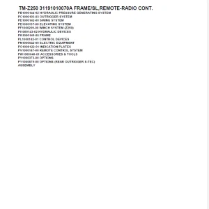 Tadano TM-Z250 31191010070A FRAME/SL,REMOTE-RADIO CONT. Parts Manual PDF