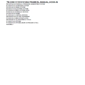 Tadano Crane TM-Z250 31191010120A FRAME/SL,MANUAL,HOOK-IN Parts Manual PDF