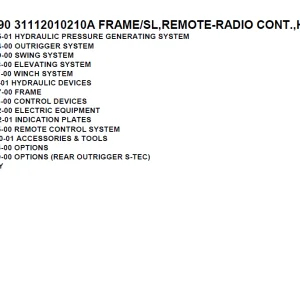 Tadano TM-Z290 31112010210A FRAME/SL,REMOTE-RADIO CONT.,HOOK-IN Parts Manual PDF