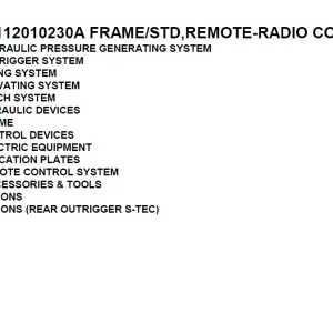 Tadano TM-Z290 31112010230A FRAME STD,REMOTE-RADIO CONT HOOK-IN Parts Manual PDF