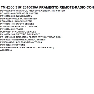 Tadano TM-Z300 31012010030A FRAME/STD,REMOTE-RADIO CONT. Parts Manual PDF
