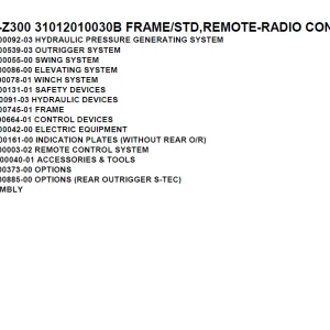 Tadano TM-Z300 31012010030B FRAME/STD,REMOTE-RADIO CONT. Parts Manual PDF