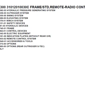 Tadano TM-Z300 31012010030C FRAME/STD,REMOTE-RADIO CONT. Parts Manual PDF
