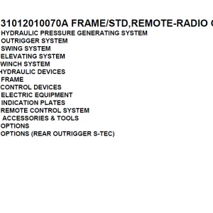 Tadano TM-Z300 31012010070A FRAME/STD,REMOTE-RADIO CONT. Parts Manual PDF