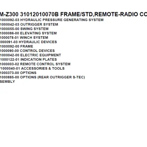 Tadano TM-Z300 31012010070B FRAME/STD,REMOTE-RADIO CONT Parts Manual PDF