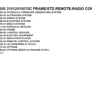 Tadano Crane TM-Z300 31012010070C FRAME STD,REMOTE-RADIO CONT. Parts Manual PDF