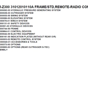 Tadano TM-Z300 31012010110A FRAME STD,REMOTE-RADIO CONT. Parts Manual PDF