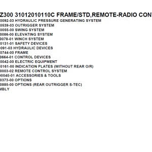 Tadano TM-Z300 31012010110C FRAMESTD,REMOTE-RADIO CONT. Parts Manual PDF
