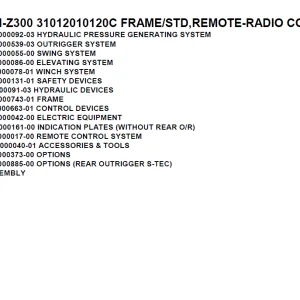 Tadano TM-Z300 31012010120C FRAME STD,REMOTE-RADIO CONT. Parts Manual PDF