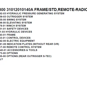 Tadano TM-Z300 31012010140A FRAME STD,REMOTE-RADIO CONT. Parts Manual PDF
