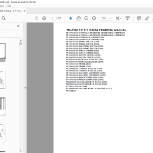 Tadano Crane TM-Z350 31171010020A FRAME/SL,MANUAL Parts Manual PDF