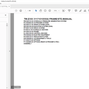 Tadano Crane TM-Z350 31171010050A FRAME/STD,MANUAL Parts Manual PDF