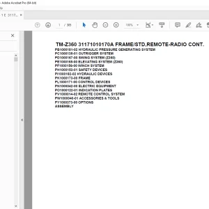 Tadano TM-Z360 31171010170A FRAME/STD,REMOTE-RADIO CONT Parts Manual PDF