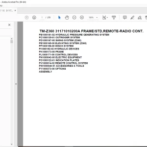 Tadano TM-Z360 31171010200A FRAME/STD,REMOTE-RADIO CONT Parts Manual PDF