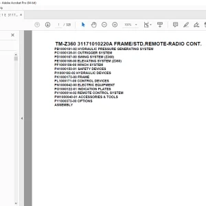 Tadano TM-Z360 31171010220A FRAME/STD,REMOTE-RADIO CONT Parts Manual PDF