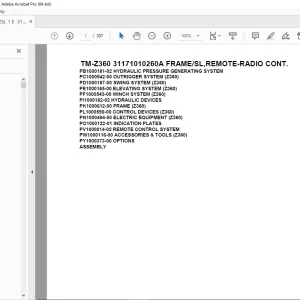 Tadano Crane TM-Z360 31171010260A FRAME/SL,REMOTE-RADIO CONT Parts Manual