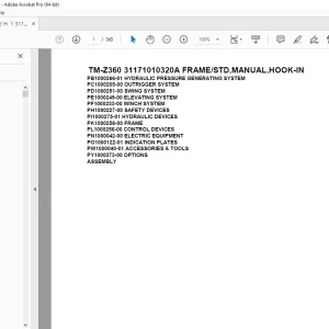 Tadano TM-Z360 31171010320A FRAME/STD,HOOK-IN Parts Manual PDF