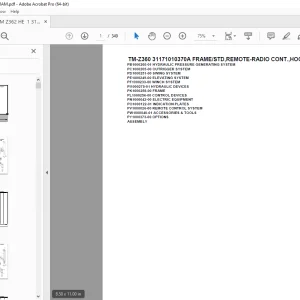 Tadano Crane TM-Z360 31171010370A FRAME/STD,REMOTE-RADIO CONT,HOOK-IN Parts Manual