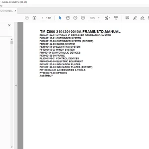 Tadano Crane TM-Z500 31042010010A FRAME/STD, Parts Manual PDF
