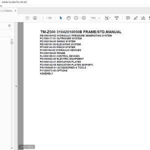Tadano Crane TM-Z500 31042010050B FRAME/STD, Parts Manual PDF