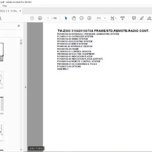 Tadano Crane TM-Z500 31042010070A FRAME/STD,REMOTE-RADIO CONT Parts Manual PDF