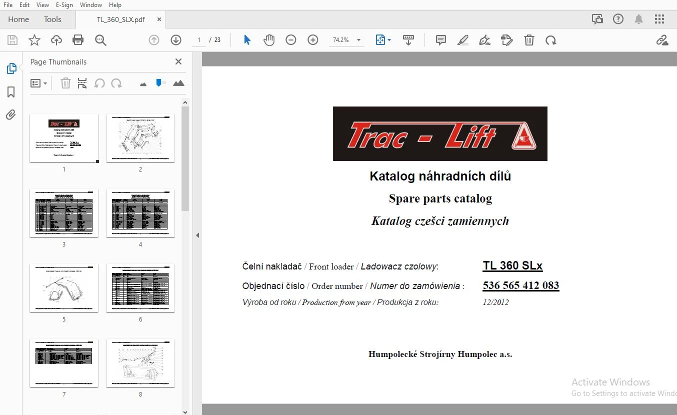 Trac-Lift TL 360 SLx Parts Manual - PDF DOWNLOAD - Image 2