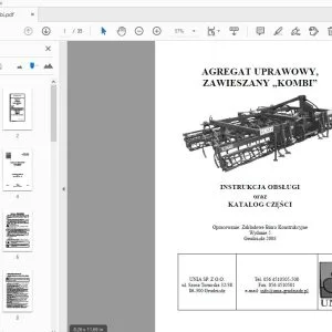 UNIA AGREGAT UPRAWOWY, ZAWIESZANY „KOMBI INSTRUKCJA OBSŁUGI oraz KATALOG CZĘŚCI - PDF