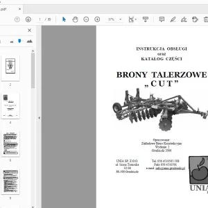 UNIA CUT BRONY TALERZOWE INSTRUKCJA OBSŁUGI oraz KATALOG CZĘŚCI - PDF