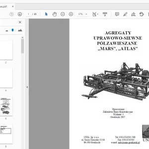 UNIA „MARS”, „ATLAS” SIEWNE PÓŁZAWIESZANE INSTRUKCJA OBSŁUGI oraz KATALOG CZĘŚCI  - PDF DOWNLOAD