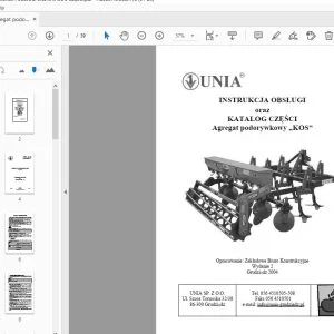 Unia Agregat podorywkowy „KOS” INSTRUKCJA OBSŁUGI oraz KATALOG CZĘŚCI - PDF DOWNLOAD